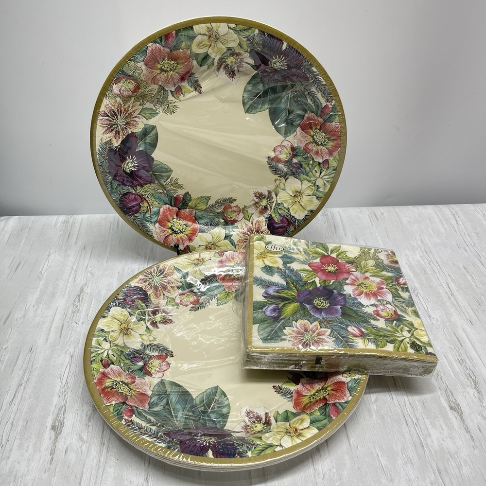 IHR Ideal Home Range Winter Romance Disposable Dinner Plates & 3 Ply Napkins Lot